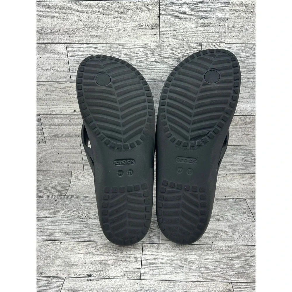 Crocs Womens Flip Flops Thong Sandals Iconic Comfort Black Lightweight Size W 11